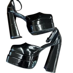 Chase + Chloe Women's Black Platform Heels Party Shoes Size 7.5